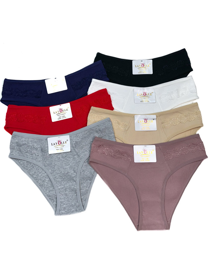 Трусы женские в рубчик 1186 с кружевом